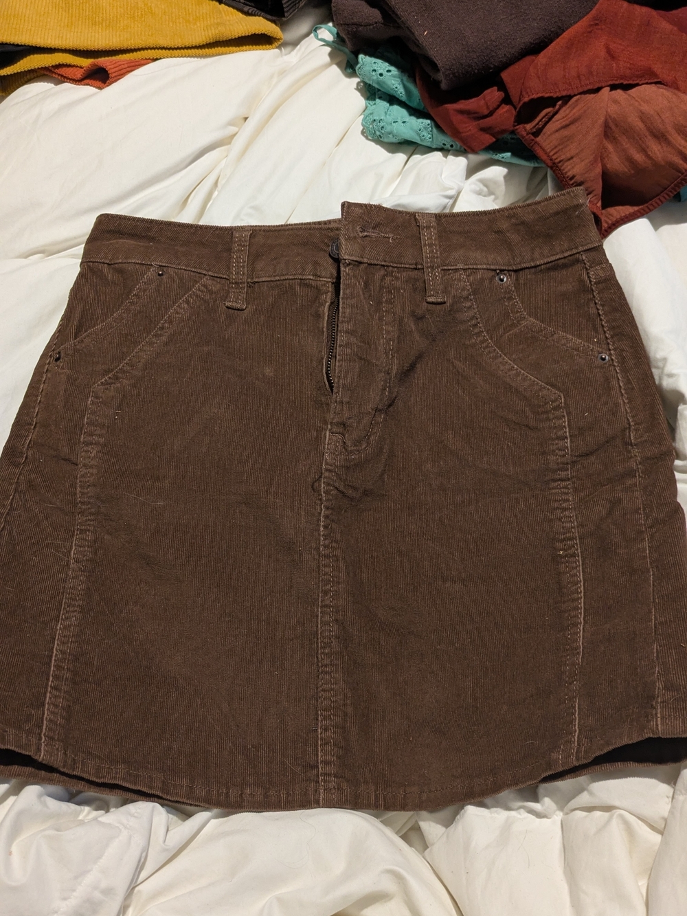 Time & Tru Women's Brown Corduroy A-Line Skort
